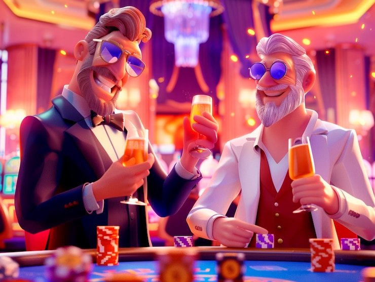 Studio Lightning Dice dengan tiga dadu transparan dan kamera multi-sudut